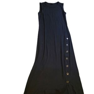 Premise black dress with side slit button closure. Medium